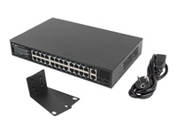 LANBERG Switch rack 19inch RSFE-24P-2C-250 24x 100Mb PoE+ 2x Combo Gigabit 250W