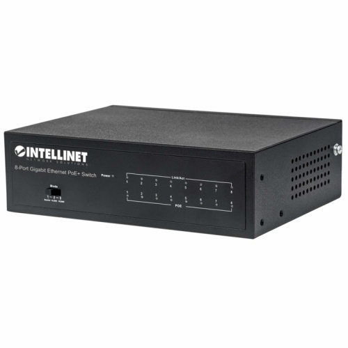 Intellinet 8-Port Gigabit Ethernet PoE+ Switch, IEEE 802.3at/af Power over Ethernet (PoE+/PoE) Compliant, 60 W, Desktop, Box KILITLSWI0017