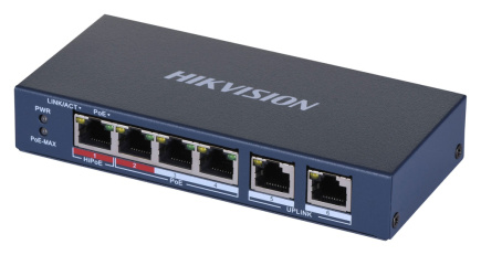 Hikvision DS-3E0106HP-E Network Links Unmanaged Fast Ethernet (10/100) PoE Support Blue