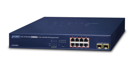 PLANET GS-4210-8P2S network switch Managed Gigabit Ethernet (10/100/1000) Power over Ethernet (PoE) 1U Blue SIEPLAHUB0369