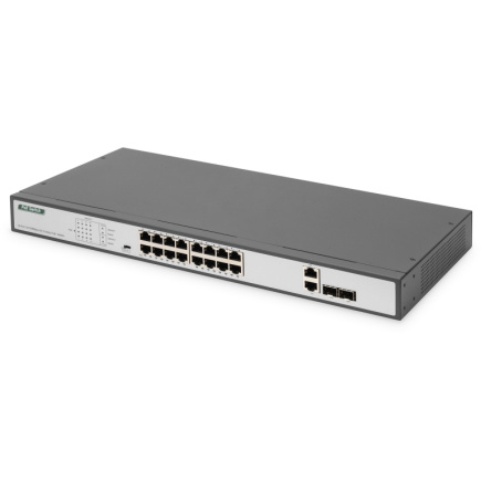 DIGITUS Switch 16-Port 10/100 250W PoE Unmanaged schwarz