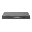 DIGITUS Switch 16-Port Gigabit Netzwerkswitch, 19 Zoll, unmanaged, 2 Uplink Ports, SFP