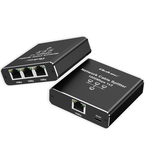 Qoltec Splitter Ethernet mini SWITCH 1x3 RJ45 USB C