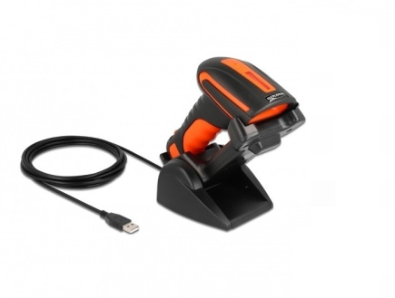 DeLOCK Industrial Barcode Scanner 1D and 2D for 2.4 GHz or Bluetooth with inductive charging station