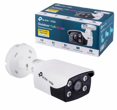 TP-LINK | VIGI 4MP Outdoor Full-Color Network Camera | VIGI C340 | month(s) | Bullet | 4 MP | 6 mm | IP66 | H.265+/H.265/H.264+/H.264 | MicroSD