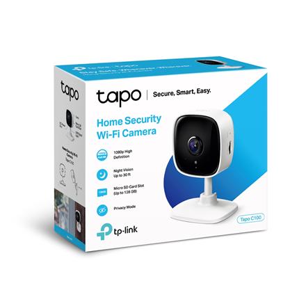 TP-LINK | Home Security Wi-Fi Camera | Tapo C100 | Cube | 3.3mm/F/2.0 | Privacy Mode, Sound and Light Alarm, Motion Detection and Notifications | H.264 | Micro SD, Max. 128 GB