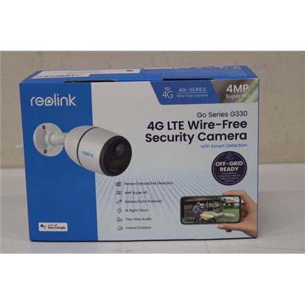 Taastatud. Reolink Go Series G330 2K 4MP 4G LTE Wireless Battery Camera with Person/Vehicle Detection, White | Reolink | Camera | Go Series G330 | 24 month(s) | Bullet | 4 MP | Fixed | IP65 | H.265 | Micro SD, Max. 128GB | UNPACKED, SMALL SCRATCHES ON TOP