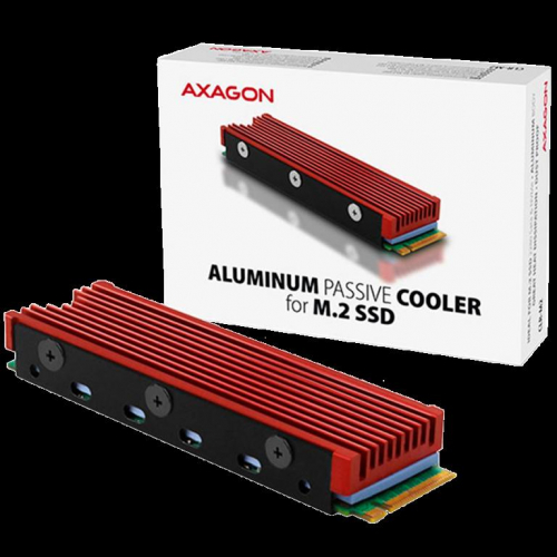 AXAGON CLR-M2 passive - M.2 SSD, 80mm SSD, ALU body, silicone thermal pads A-CLR-M2