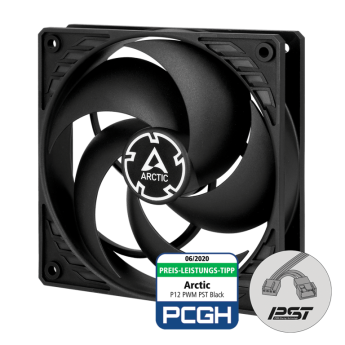 ARCTIC P12 PWM PST - Case fan - 120 mm - black - with Cable Splitter