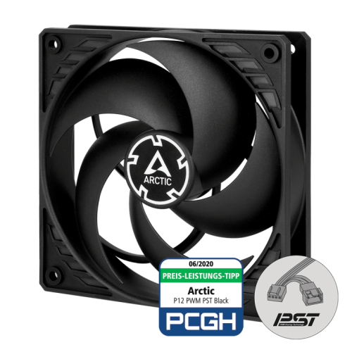 ARCTIC P12 PWM PST - Case fan - 120 mm - black - with Cable Splitter