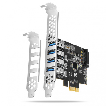 AXAGON PCEU-43RS - PCI-Express card with four external USB 3.2 Gen1 ports with dual power