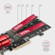 AXAGON PCEM2-ND PCE-E 3.0 8x - dual M.2 NVMe M-key slot adapter w. dataswitch, SP & LP, up to 110mm SSD
