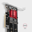 AXAGON PCEM2-ND PCE-E 3.0 8x - dual M.2 NVMe M-key slot adapter w. dataswitch, SP & LP, up to 110mm SSD