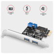 AXAGON PCEU-232RS controller PCIe, 2x2x port USB UASP with 19-pin internal USB 5Gbps connector 