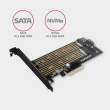 AXAGON PCI-E 3.0 PCEM2-D 4x - DUAL M.2 SSD (NVMe + SATA), dual voltage, up to 110mm SSD