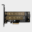 AXAGON PCI-E 3.0 PCEM2-D 4x - DUAL M.2 SSD (NVMe + SATA), dual voltage, up to 110mm SSD