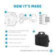 HP Business 14.1 Slim Top Load, RFID & Bluetooth tracker Pocket, Cable pass-through, Sanitizable - Black