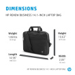 HP Business 14.1 Slim Top Load, RFID & Bluetooth tracker Pocket, Cable pass-through, Sanitizable - Black