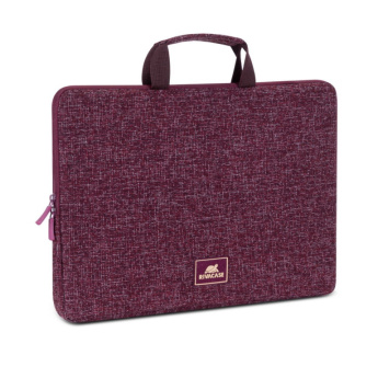 RIVACASE Anvik 13.3'' laptop sleeve, red/maroon, with handle, waterproof material, plush interior, back pocket for smartphone, business cards, accessories