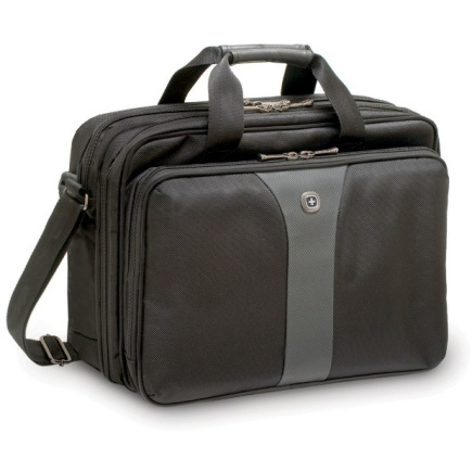 WENGER Legacy Doppelnotebooktasche fuer 35.8 bis 39.6cm 14.1 bis 15.6Zoll Laptop schwarz grau