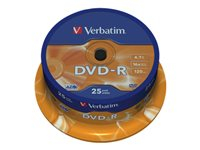 VERBATIM 25x DVD-R AZO 4,7GB 16x Spindle matt silver surface