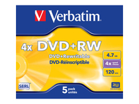 VERBATIM DVD-RW 4X BOITIER CRISTAL PACK DE 5