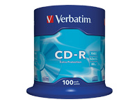 VERBATIM CD-R 80 min. / 700 MB 52x 100-pack spindle DataLife, extra protection surface