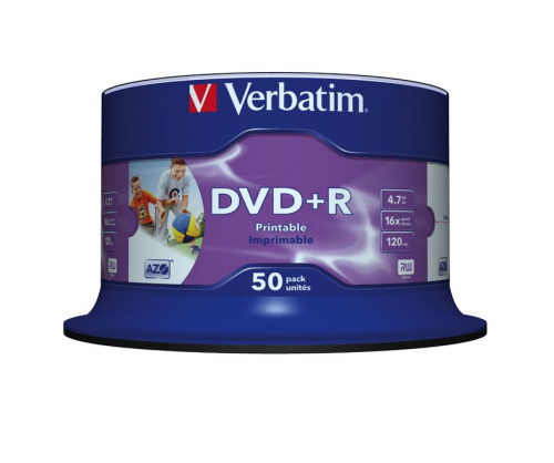 DVD+R 4.7GB 16X PHOTO/INK PRINTABLE 50PK SPINDLE