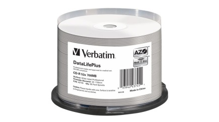 Verbatim DataLifePlus - 50 x CD-R - 700 MB 52x - white - ink jet printable surface, wide printable surface - spindle 50pcs / DataLifePlus, AZO