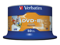 VERBATIM DVD-R 120 min. / 4.7GB 16x 50-pack spindle DataLife Plus white photo fullsize surface