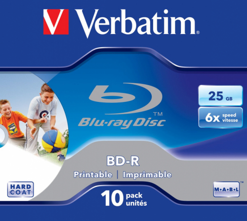 Verbatim BD-R SL 25GB 6x Printable 10 Pack Jewel Case 10 pc(s)