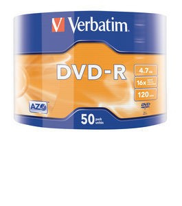 Verbatim DVD-R 16x 4.7GB 50P SP Matt Silver Wrap 43788