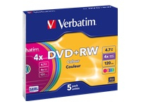 VERBATIM 43297 DVD+RW Verbatim 5pcs, 4.7GB, 4x, slim jewel case, Colour