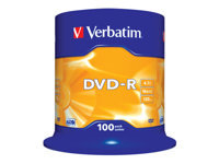 VERBATIM DVD-R 120 min. / 4.7GB 16x 100-Pack Spindel DataLife Plus scratch resistant surface