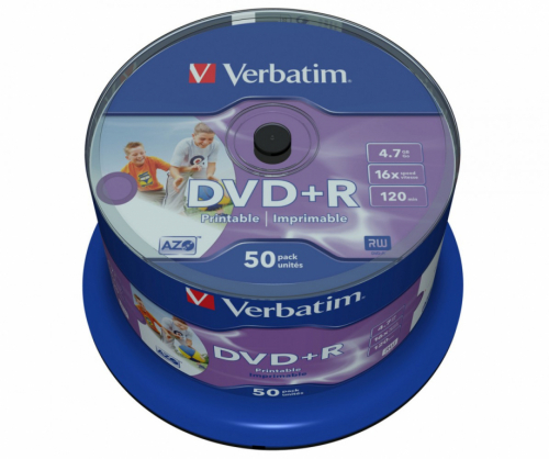 Verbatim DVD+R 16x 4.7GB 50P CB Printable 43512