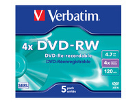 VERBATIM 43285 DVD-RW Verbatim 5pcs, 4.7GB, 4x, jewel case