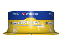 VERBATIM 25x DVD+RW SERL 4,7GB 4x Spindel matt silber surface