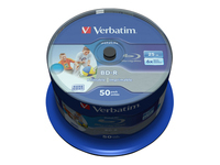 VERBATIM 50x BD-R 25GB Single Layer Datalife HTL 6x Wide printable no ID