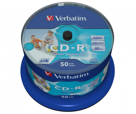 Verbatim CD-R 52x 700MB 50P CB Printable 43438