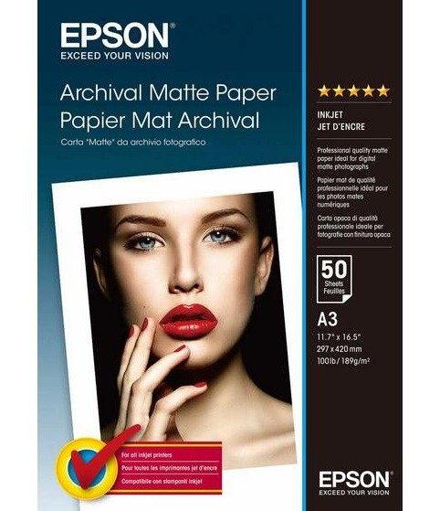 Epson Paper Archival Matte Paper A3 50 Sheets 189g/m2 A3