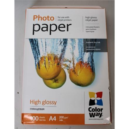 Taastatud. ColorWay High Glossy Photo Paper, A4, 200g/m, 100 sheets | ColorWay 200 g/m² | A4 | High Glossy Photo Paper | DAMAGED PACKAGING
