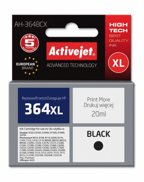 Activejet AH-364BCX Ink Cartridge (replacement for HP 364XL CN684EE; Premium; 20 ml; black)