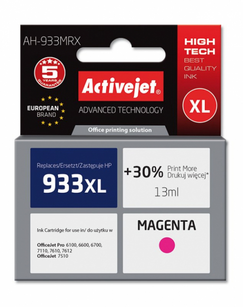 Activejet AH-933MRX ink (replacement for HP 933XL CN055AE; Premium; 13 ml; magenta)
