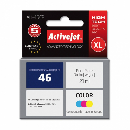Activejet AH-46CR ink (replacement for HP 46 CZ638AA; Premium; 21 ml; color)