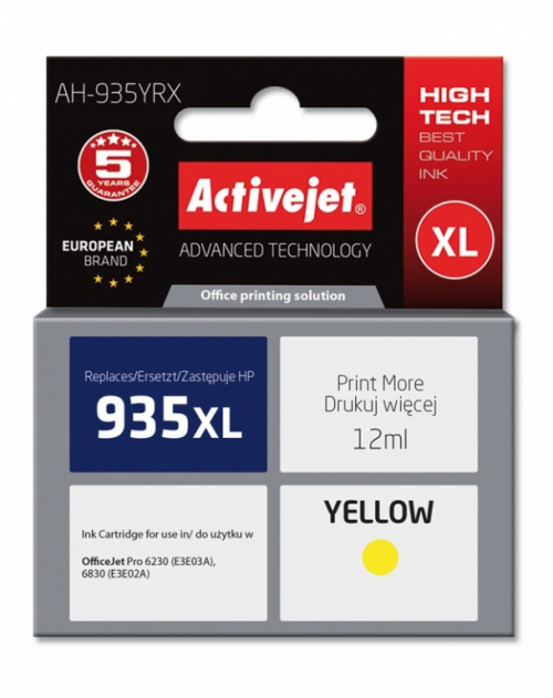 Activejet AH-935YRX ink (replacement for HP 935XL C2P26AE; Premium; 12 ml; yellow)