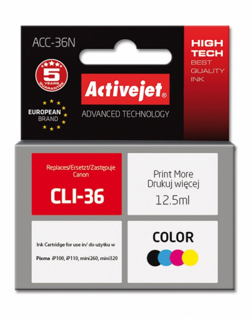Activejet ACC-36N Ink cartridge (replacement for Canon CLI-36; Supreme; 12.5 ml; colour)