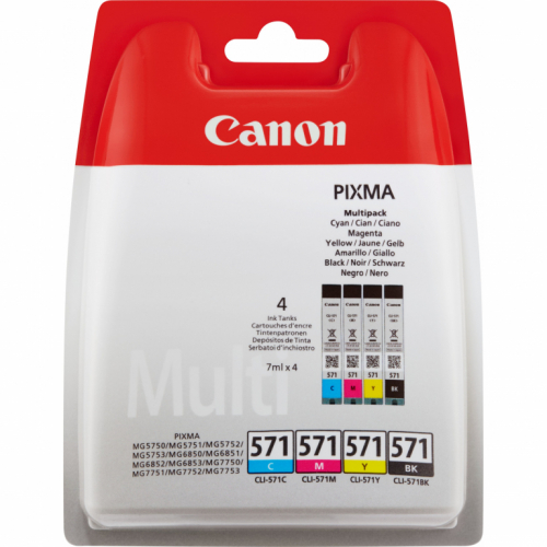 Canon Tinte CLI-571 0386C005 Multipack (BKMCY) bis zu 349 Seiten gemäß ISO/IEC 24711