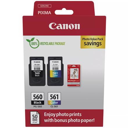 Canon Ink Cartridge + Photo Paper Value Pack | PG-560/CL-561 | Ink cartridge/Paper kit | Colour, Black