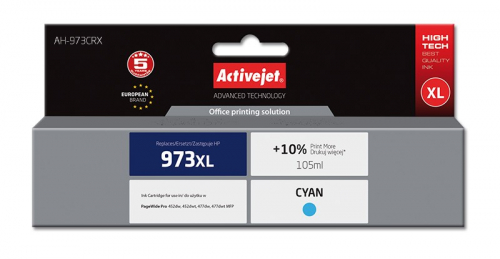 Activejet AH-973CRX ink (replacement for HP 973XL F6T81AE; Premium; 105 ml; cyan)
