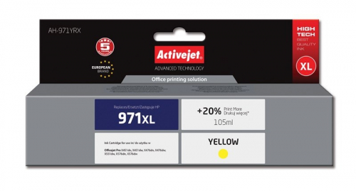 Activejet AH-971YRX Ink Cartridge (replacement for HP 971XL CN628AE; Premium; 100 ml; yellow)